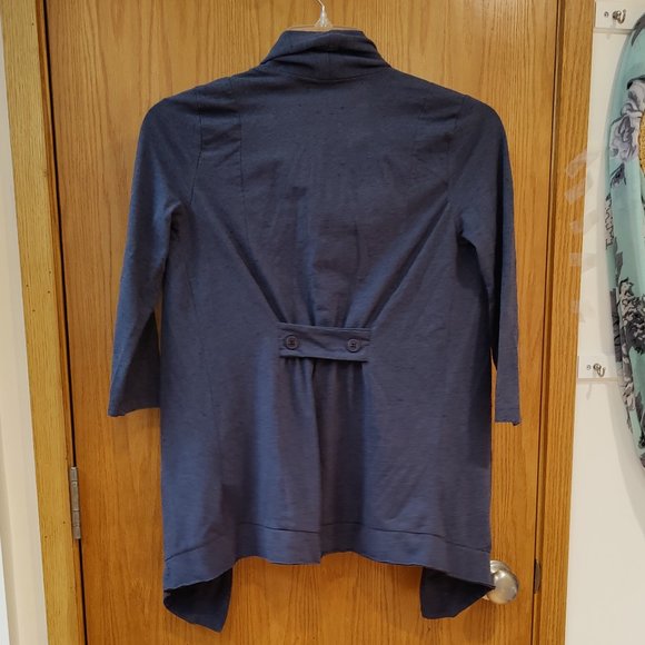 THREE DOTS Open Front Cardigan Jacket with Knotted Collar and Trim - Picture 5 of 5